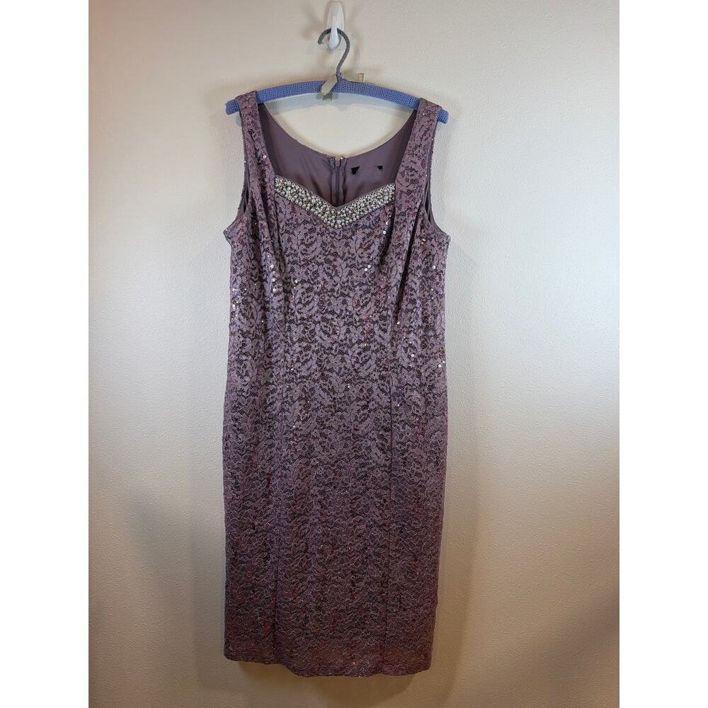 Vintage mauve sequin lace sheath dress